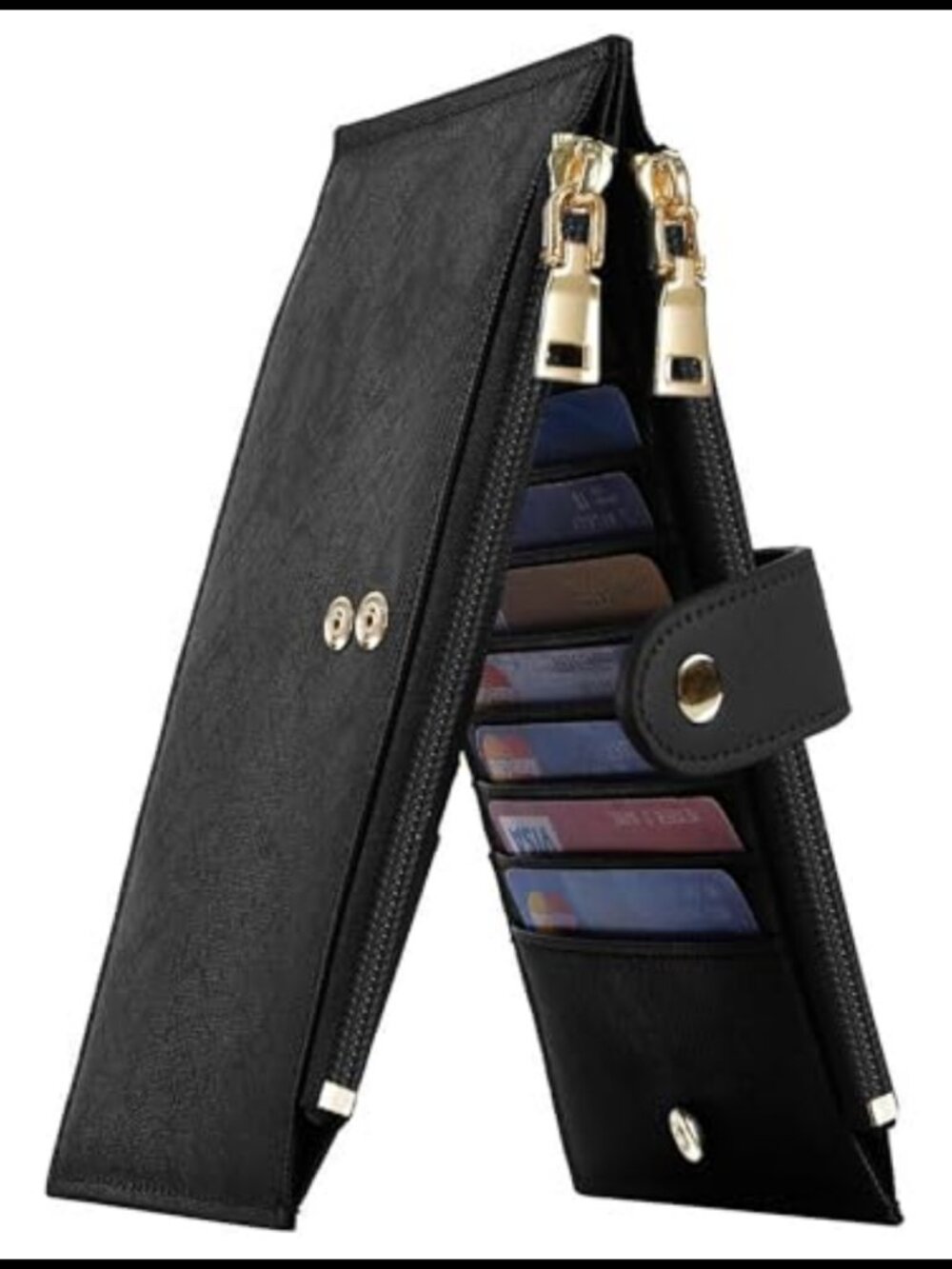 Large RFID Bifold Wallet 15 Card Slots Zip Pocket Handmade Leather